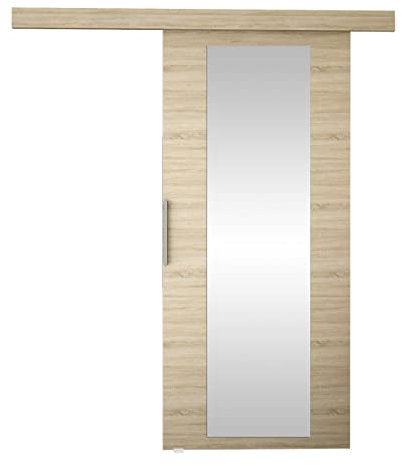 Schiebetürsystem Pikano IV mit Selbstschließer Zimmertür Aluminiumgriffe Komplett-Set für Schiebetüren, Tür Innentüren Trennwände (Sonoma/Spiegel, Modell: 70)