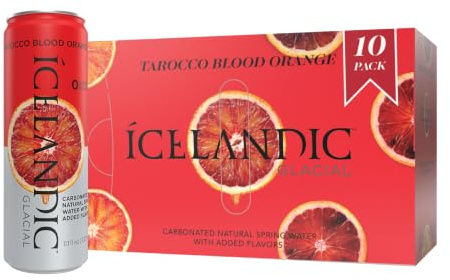 Icelandic Glacial Sparkling Water, Tarocco Blood Orange, 330 ml Cans, 10 Count