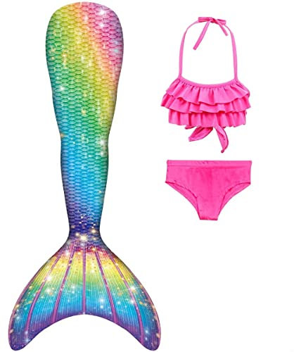 SPEEDEVE Mädchen Meerjungfrauenschwanz 3pcs Meerjungfrauen Bikini Set,ohne Monoflosse,Fen-m1,150