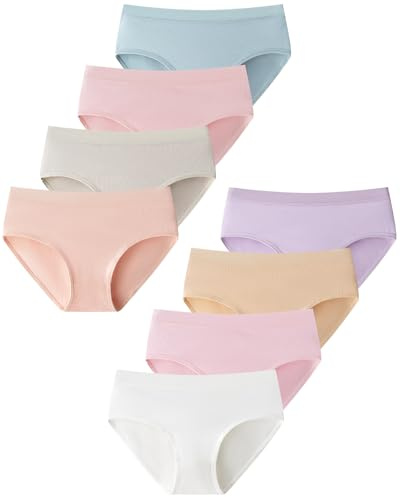 Domee Culotte Coton Slip sous-Vêtement Fille Lot de 8 Adolescente Confort Petit et Frais 15-17 Ans (Taille du Fabricant XL)