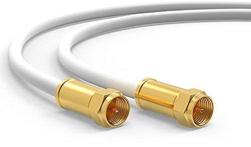 RedStar24 Premium 3m SAT Kabel - Klasse A+ Digital Koaxialkabel - F-Stecker Antennenkabel für TV, Internet Router & Modem - Unterstützt HD, 4K UHD, DVB-S/S2 - Hochwertiges Satellitenkabel Weiß