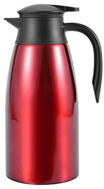 Bouteille isotherme rouge en acier inoxydable 304 de 2 L - Pour eau, café, thé, lait, pichet thermique et bureau