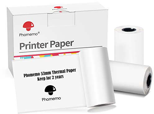 Phomemo Drucker Papier - M02/M02Pro/M02S/M03/M03AS/M04S/M04AS Mini Aufkleber Drucker Papier, Weiß Mini Pocket Thermal Pinter Papier Selbstklebendes Aufkleber Papier, 3 Rollen