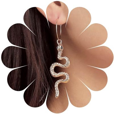 Aneneiceera Boho Schlange Tropfen Baumeln Ohrringe Gold Vintage Schlange Geformt Charme Minimalistische Schlange Baumelnden Ohrringe Erklärung Cleopatra Ohrringe Schmuck Für Frauen Und Mädchen (Gold)