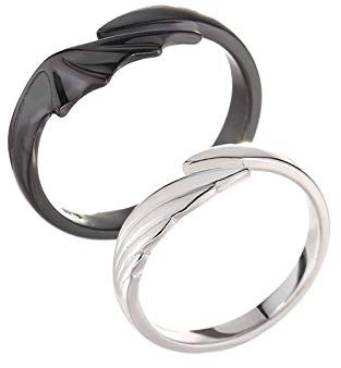 YANQSHM Damenring Silber 925,S925 Silber Verstellbar Paar Ring Engel Teufel Paar Passende Ringe Zartes Sterling Silber Offene Ringe Paar Gedenkgeschenk Ringe Trauringe Versprechen Ringe