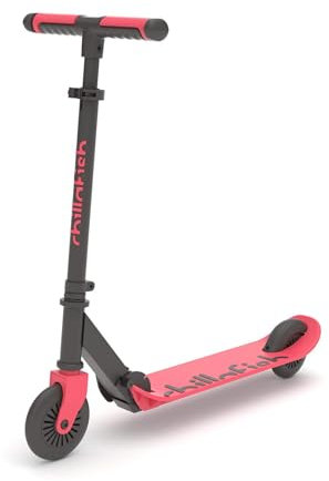 Chillafish Flexxi Tretroller, 2 Räder, faltbar, mit integrierter Fußbremse, höhenverstellbarer Lenker und faltbar, für Kinder ab 5 Jahren, Coral