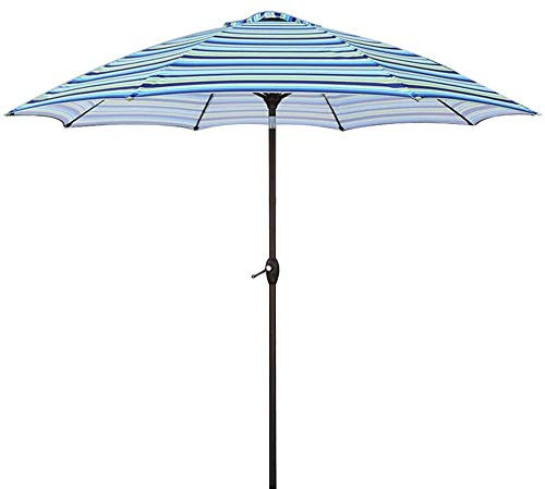 CLoxks Ombrellone,Ombrellone da Giardino a Strisce per ombrellone | 2,7 m | con manovella/inclinabile/Protezione UV per Spiaggia/Balcone/terrazza/tavolino/Ponte - Senza Base