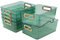 Mayish Pack of 6 Rectangular Plastic Storage Baskets, Cupboard Storage Boxes, Clear Green