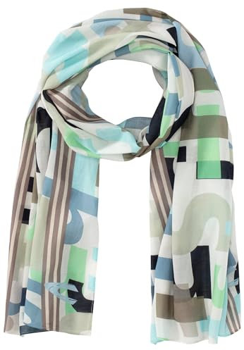 camel active Damen Feines Modetuch mit sommerlichem Letter Print Blau-Grün, womenswear-OS