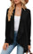 CHANGMU Cardigans for Women Long Sleeve Ladies Open Front Waterfall Cardigan Casual Sweater Autumn Knit Draped Outerwear Winter, Black, Large