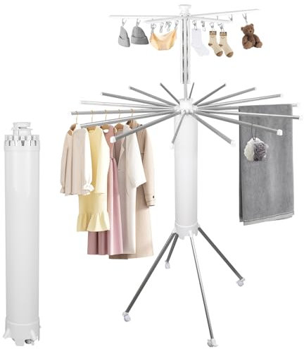 KMQRDZi Octopus Étendoir à linge double en aluminium 112 x 112 x 121 cm Étendoir à linge double pour balcon pliable et rotatif pour intérieur
