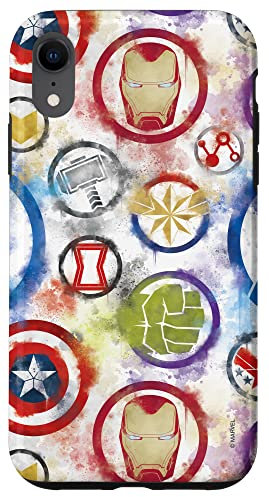 iPhone XR Marvel Avengers Super Hero Icons Color Bleed Case