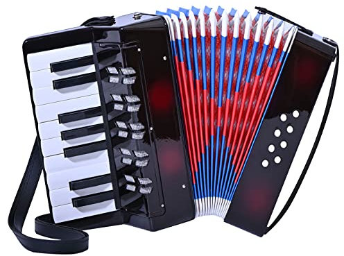 LIEKE Akkordeon 17 Tasten 8 Bass Kinder Knopfakkordeon Spielzeug Pianoakkordeons Ziehharmonika Musikinstrument Mini Akkordeon Geschenk