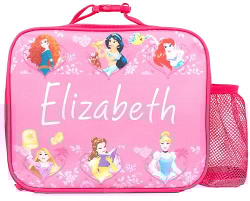 Disney Prinzessinnen Personalisierte Kinder-Lunch-Tasche – Thermoisolierte Kindergarten-Lunch-Tasche für Mädchen – Schule Lunchtasche für Mädchen – Rosa (Rosa)