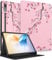 LISEVO for Lenovo Tab P12 Case, 12.7 Inch 2023, Pink Floral Folio Cover with Pencil Holder, Auto Week/Sleep Design, Writing, Working, Entertainment (Movies, Games), Carrying and Protecting the Tablet