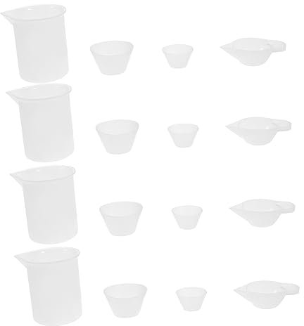NUSITOU 16 Pcs Epoxy Kit for DIY Making Measuring Cups & Jugs Epoxy Resin Mixing Cups Clear Epoxy Silicone Mixing Cups for Resin Silicone Cup DIY Epoxy Cup Resin Tools Toolkit Resin Glue