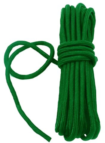 Fuwok 2/3/4/6/8/10MM 20M(64ft) Nylon Rope,Rattail Silk Cord,All Purpose Rope,Assorted Colors Nylon String Twisted Durable Long Ropes (Green, 8mm)