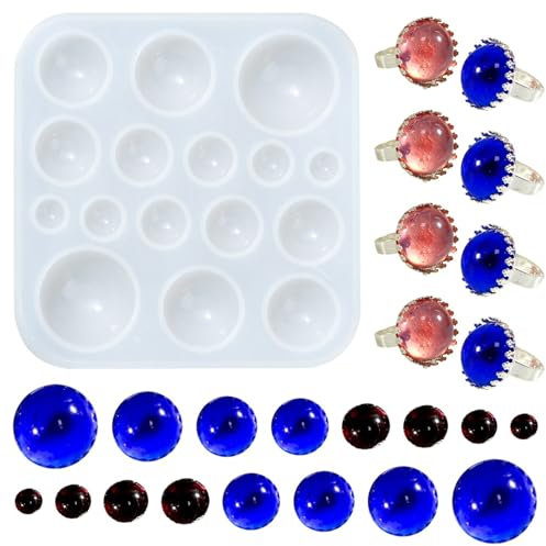 UR URLIFEHALL 1 moule en silicone demi-rond pour cabochon en résine coulée pour fabrication de bagues, boucles d'oreilles, bijoux