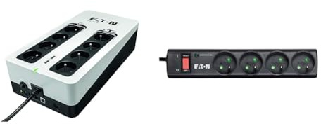 Eaton Onduleur Parafoudre 3S 700 FR - Off-Line UPS - Alimentation sans Interruption & Multiprise/Parafoudre - Eaton Protection Strip 4 FR - PS4F - 4 Prises FR - Noir