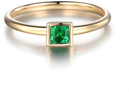 Bishilin Gold Ringe Frauen 750, Verlobung Ringe Solitär mit 0.3ct Smaragd Eheringe Hochzeit Ring Damen Nickelfrei Größe50 (15.9)-64 (20.4)