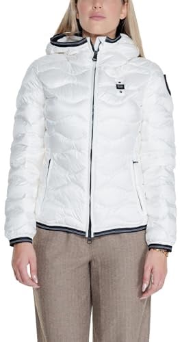 Blauer Giubbino Corto Camelia Giacca Piumino Donna in Poliestere, Cappuccio Fisso, Tasche Laterali, Chiusura Full Zip, Patch Emblema Laterale