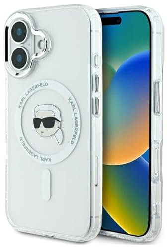 CG Mobile Karl Lagerfeld KLHMP16SHLSKIH Hülle für iPhone 16 6.1 Weiß hardcase IML Metal Karl Head