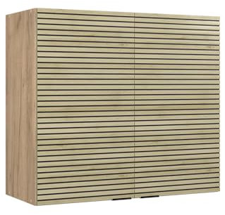 Vicco Hängeschrank Fame-Line, Glashängeschrank, Eiche Paneel, 80 cm