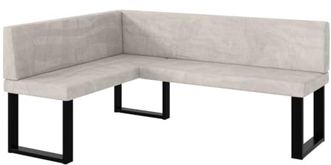 MEBLINI Eckbank für Esszimmer - Küchenbank - Essecke - Sitzecke Küche - Toni - U-Beine 128x168x87cm Links - Beige Samt