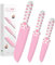 MEOWKIT Cuchillos Cocina 3 Piezas, Juego Cuchillos Cocina| Cuchillo Santoku, Cuchillo de Fruta y Cuchillo de Pelado, Hoja de Acero Inoxidable con Recubrimiento Antirayaduras, Rosa