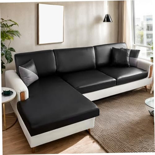 Csafyrt Ledersofa Slipcover Weiche und atmungsaktive Dehnung L-förmige Sofa-Deckungen Waschbare Nicht-Schlupf-Sofa Decke L Form Abschnittal