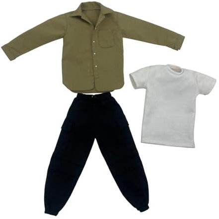 JISADER 3 Stück männliche Kleidung im Maßstab 1:6, Anzug, Outfit, Kostüm, Hosen, Hemden für 12-Zoll-Figurenkörper, Beige