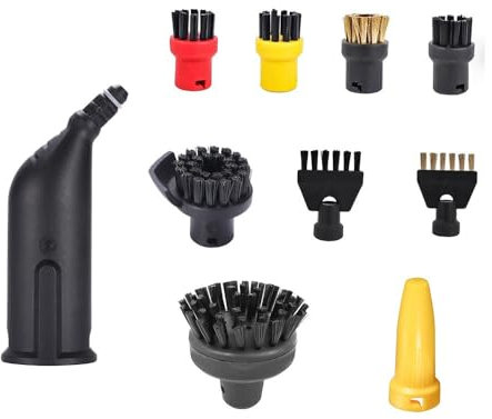 YTUGIL Accesorios de limpieza a vapor compatibles con Kärcher SC1 SC2 SC3 SC4 SC5 limpiador de vapor, cepillos redondos, boquillas, tubos de extensión (10 accesorios)