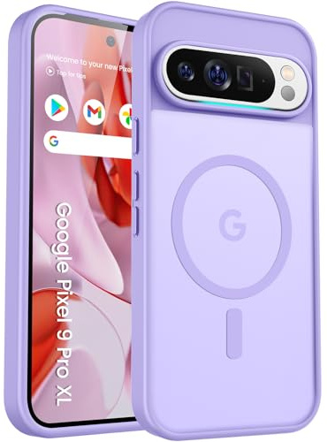 PuyaTeya für Google Pixel 9 pro XL Hülle, mit Magnetisch, Hell Lila | Militärschutz Transluzent matt stoßfest Anti-Kratzen/Anti-Fingerprint/Anti-Glatte Handyhülle