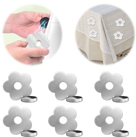 ARTGUTS 6 Stück Magnet Tischdeckenbeschwerer,Extra Schwer Magnetische Tischdeckenhalter,Tischdeckengewichte Draussen Tischdecke Beschwerer Edelstahl Tischtuchbeschwerer für Draußen (Blumen)
