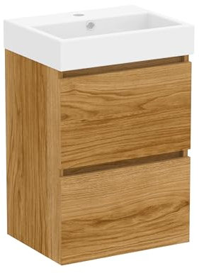 Baikal Mueble de Baño Mini. Mueble MONTADO. 2 Cajones Suspendido con Lavabo. Armario de Baño. Lavabo Ceramico. 45cm Teka.