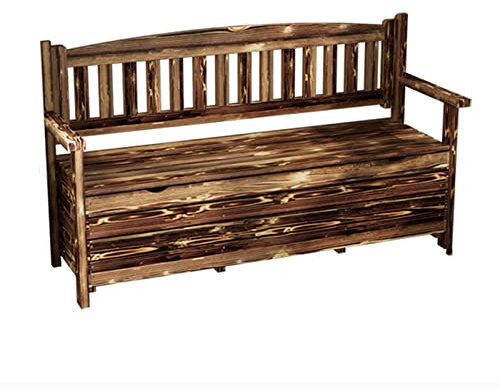 Gartenbank aus Holz mit Aufbewahrungsbox, Outdoor Terrassenmöbel zur Aufbewahrung von Gartengeräten und Poolzubehör
