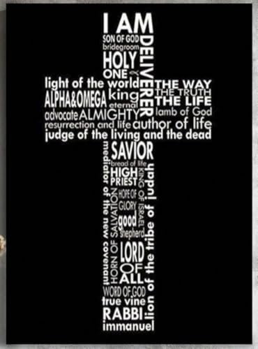 Gerahmter Kunstdruck auf Leinwand, Jesus-Kreuz, schwarz-weiß, christliches Bild, Malerei, inspirierendes Poster, Jesus, katholische religiöse Galerie, Bibelkirche, Dekoration, 30,5 x 40,6 cm, fertig