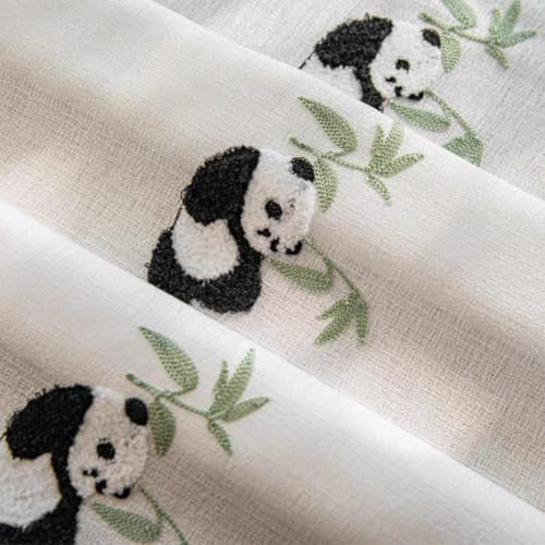 Lsimeru Tiere Vorhang Kinderzimmer Mädchen Jungen Transparent mit Panda Bambus Muster Gardinen Durchsichtig Ösenvorhang Ösenschal Ösengardinen 1 Stück 140x225