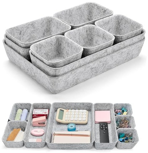 Lureon Schubladen Organizer Filz - Organizer Schublade Flexibel & Stark, Schubladenorganizer mit Filzschale für Kleiderschrank & Schreibtisch & Kommode, Ordnungssystem Schublade für Zuhause & Büro