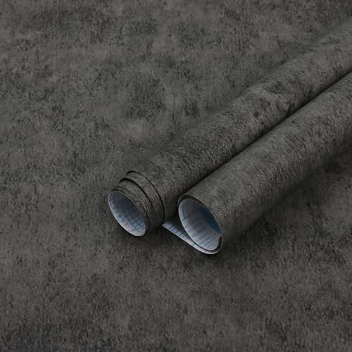 Fiula Selbstklebende Tapete Klebefolie Möbel Betonoptik 40CMx20M Möbelfolie Selbstklebend Dunkelgrau Vinyl Wrap Zement Effekt Wasserdicht Wandetapete Abnehmbar Wohnzimmer Küche Fensterbank Wallpaper