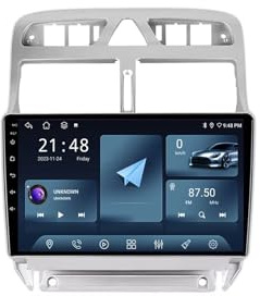 Android 14 Lecteur multimédia 9 Pouces QLED Écran Tactile pour Peugeot 307 SW 2002-2013 avec Wireless CarPlay Auto BT GPS WiFi Radio Caméra arrière(L80 8+256G)