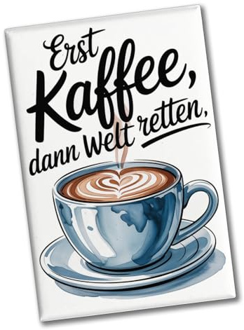 speecheese Souvenir Magnet Erst Kaffee dann Welt retten Herz Kaffee | Lustiger für Kaffeeliebhaber