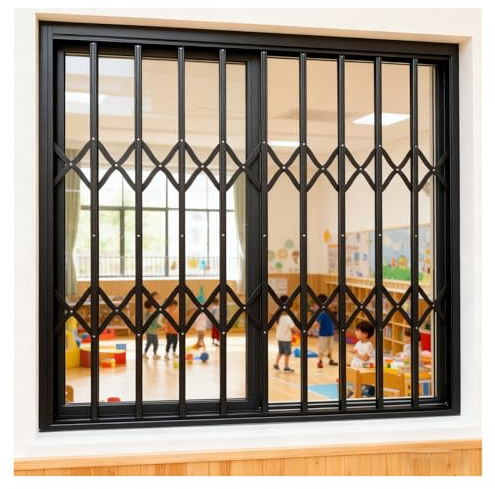 Faltbare Fenstergitter for den Haushalt, kindersichere Fenstergitter, einziehbare Sicherheitszäune mit Diebstahlsicherung, individuell anpassbar(39.4X47.2IN/100X120CM)