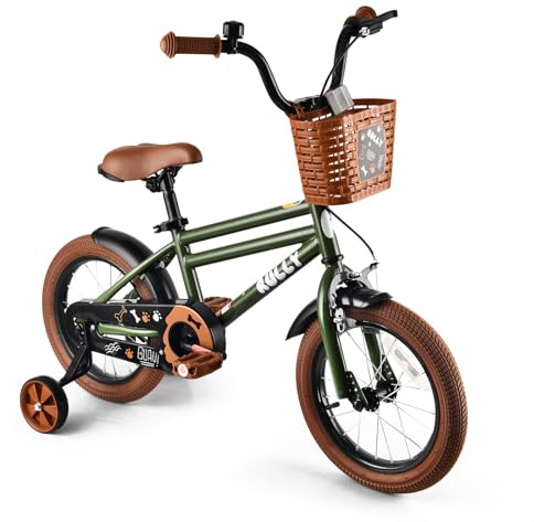 RULLY 12–16 Zoll Jungenfahrrad für Kinder von 2–6 Jahren – Fahrrad mit Stützrädern, Rücktrittbremse & Handbremse, Frontkorb – Blau, Schwarz, Grün