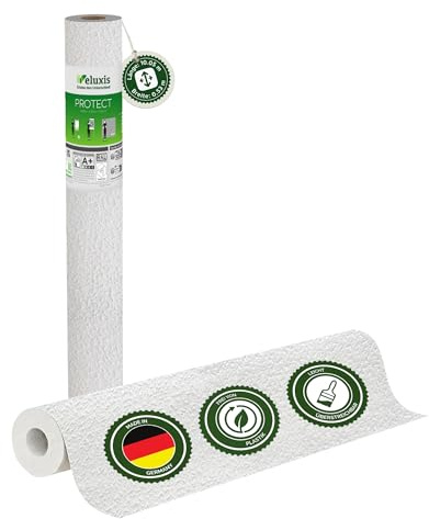 Veluxis Vliestapete PROTECT Körnerstruktur – 10,05 m × 0,53 m | kratz- & stoßfest, rissüberbrückend, leicht zu reinigen, Made in Germany