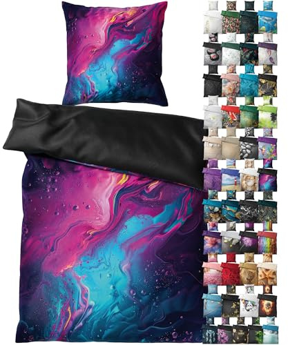Sanilo® Bettwäsche 135x200 cm, 100% feinste Baumwolle, 2-teilig, Bettbezug, Kissenbezug 80x80cm, Oeko-TEX Zertifiziert (Lumen, 2-teilig 135x200 cm)