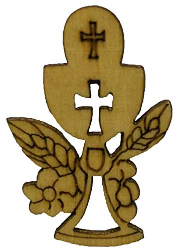 Lot de 24 pièces en bois pour Communion en forme de calice – 4 cm – Décoration de bonbonnières