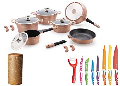 Set di Pentole, Coltelli e Ceppo Royalty Line 23 pz - Rame