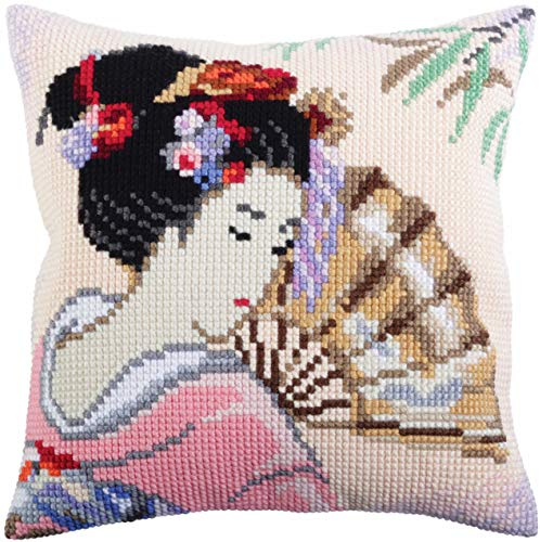 CdA Kreuzstichkissen Schöne Japanerin 5316, 40x40cm, Stickbild vorgezeichnet