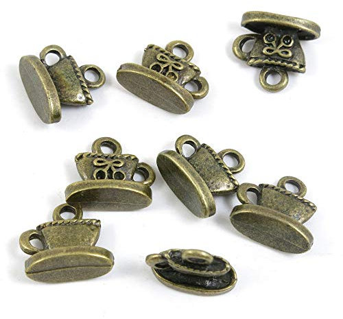100 Pieces Antique Bronze Tone Jewelry Charms 984804 Tea Cup Craft Art Making Crafting Beading